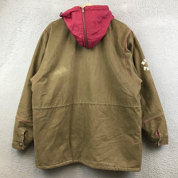 STARTER VINTAGAE‎ 90's Aztec Hood Rugged Forrest Green Thick Jacket Small - Picture 2 of 16